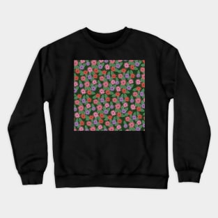 Floral pattern with dark green background Crewneck Sweatshirt